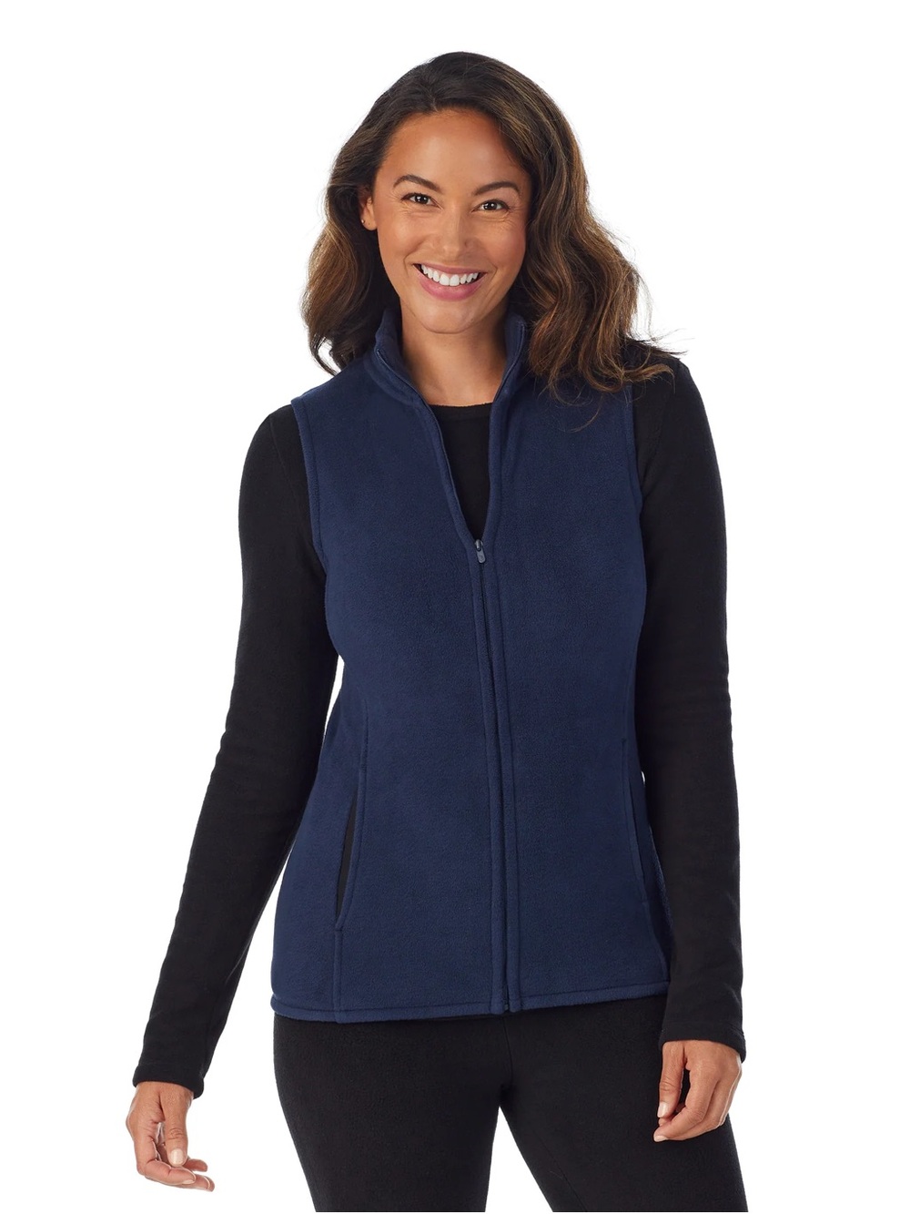 Cuddl Duds Navy Full-Zip Fleece Vest